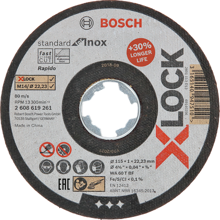 X-LOCK 不鏽鋼Inox 標準款切割砂輪片- 博世專業